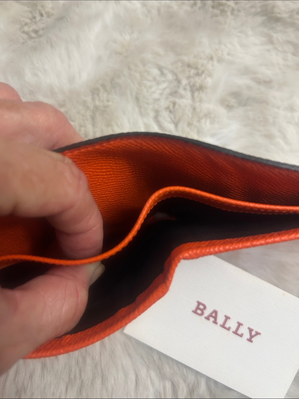 Bally brown and orange pebbled leather bifold wallet NWOT Retails $350-$480 - Picture 9 of 15